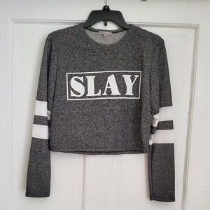 Gray long sleeved crop top